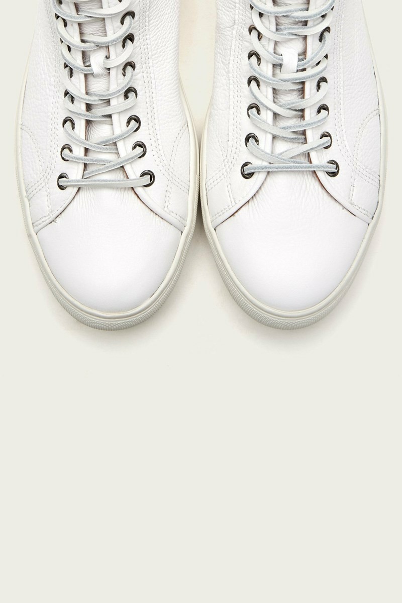 White Frye Walker Mid Lace Men Sneakers | OUEB13627